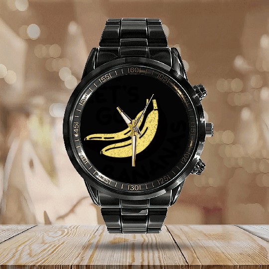 Vintage Funny Banana Let Us Go Love Banana Calendar Steel Band Watch