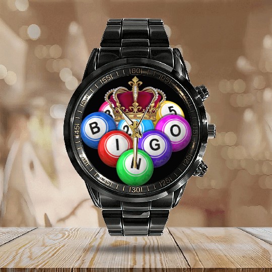 Bingo King Balls 2 Calendar Steel Band Watch