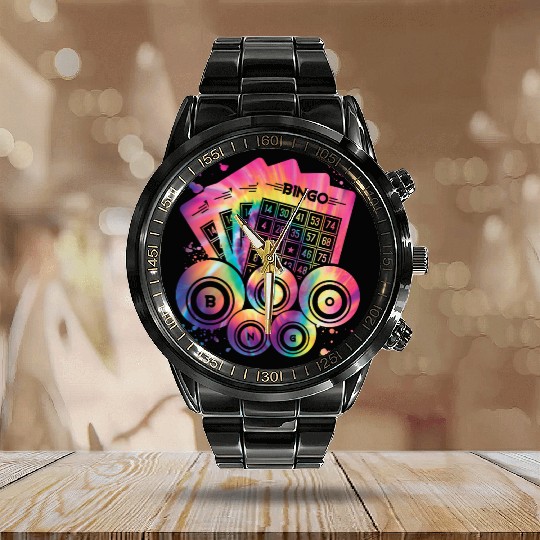 Bingo Balls Colorsplash Women Men Bingo Calendar Steel Band Watch