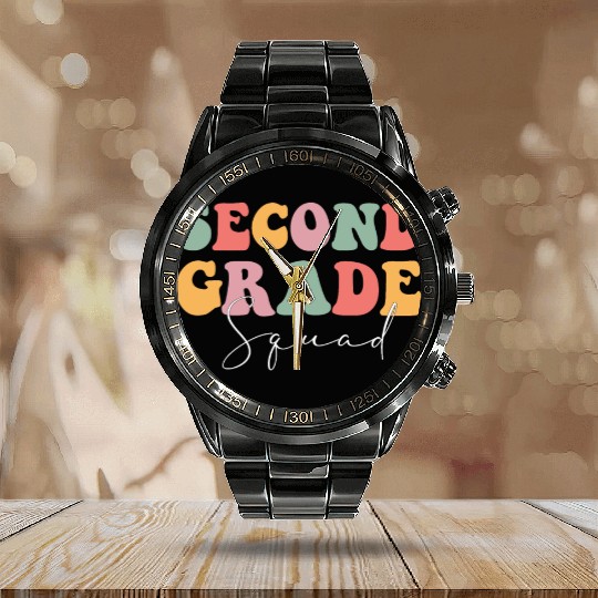 second grade squade, Back to school and Graduation Calendar Steel Band Watch