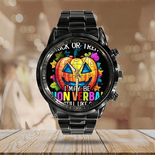 Autism Halloween Trick Or Treat Autism Awareness Calendar Steel Band Watch