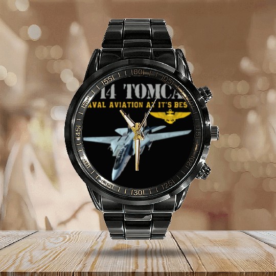 F 14 Tomcat Naval aviation Calendar Steel Band Watch