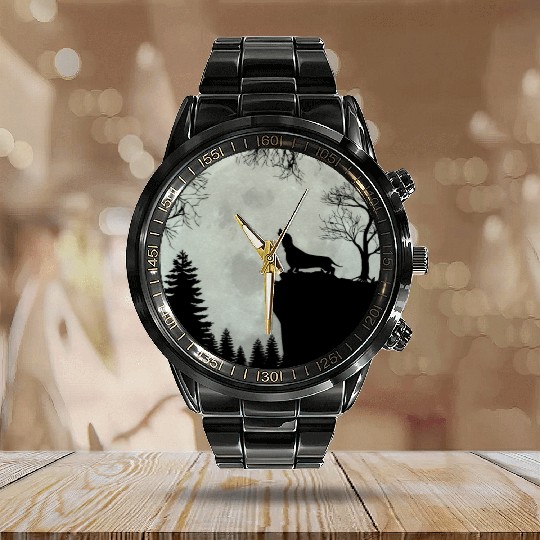 Dachshund Teckel Doxie Wiener Dog Yowl Yelp At Ful Calendar Steel Band Watch