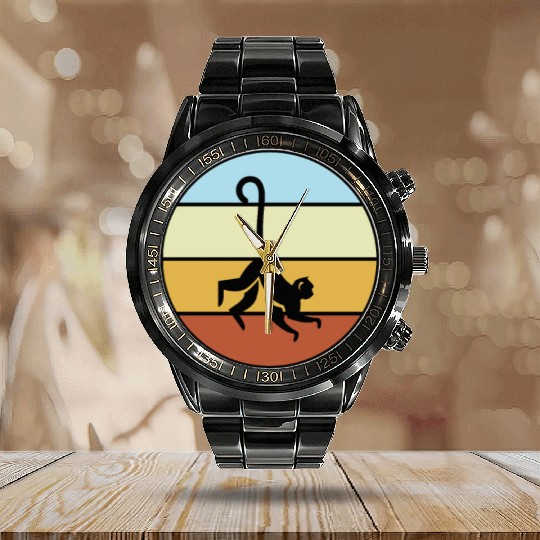 monkey retro Calendar Steel Band Watch
