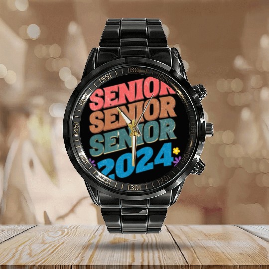 Groovy Senior 2024 Back To School Graduation Class Calendar Steel Band Watch