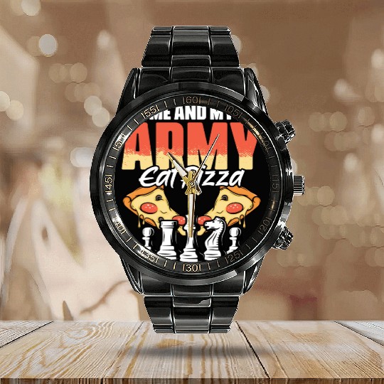 Funny Board Game Sports Humor For A Pizza Lover Calendar Steel Band Watch