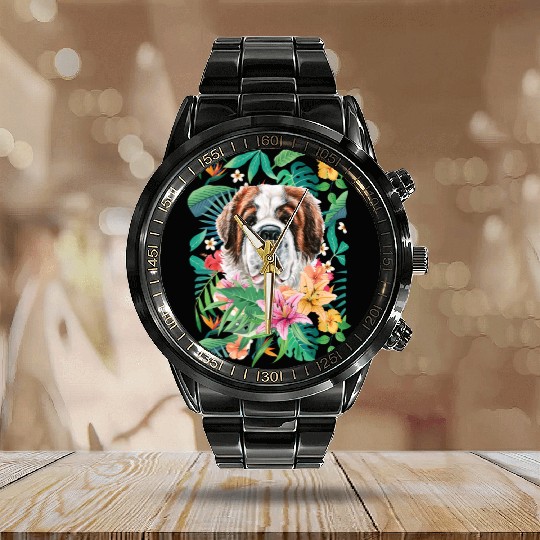 Tropical Saint Bernard Calendar Steel Band Watch
