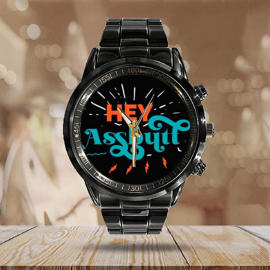 Supernatural Hey Assbutt Typography Calendar Steel Band Watch