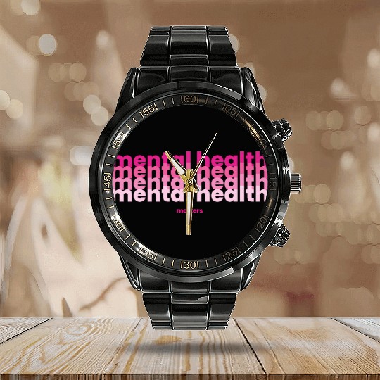 Mental Health Matters Poppins Barbiecore Pink Calendar Steel Band Watch