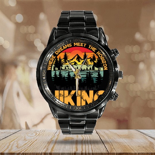 Where Dreams Meet The Horizon Hiking Summer Design Calendar Steel Band Watch