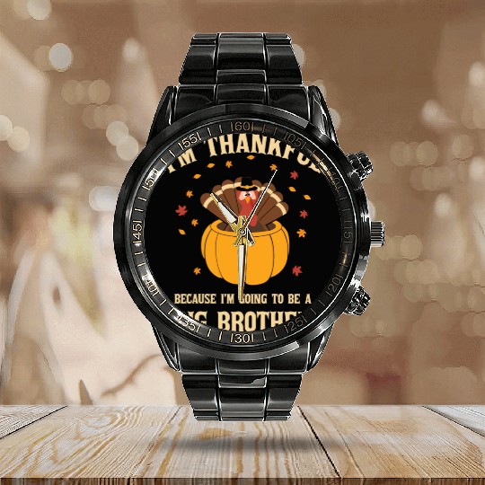Thanksgiving Big Brother Turkey Pregnant Calendar Steel Band Watch