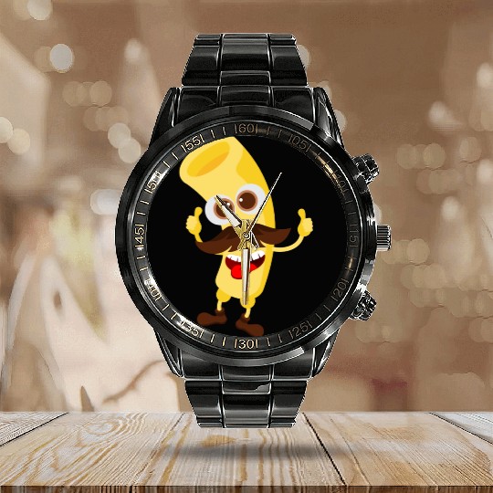 Funny Pasta Macaroni Calendar Steel Band Watch