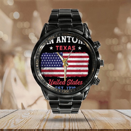 San Antonio Texas est 1718 Design for proud San Calendar Steel Band Watch