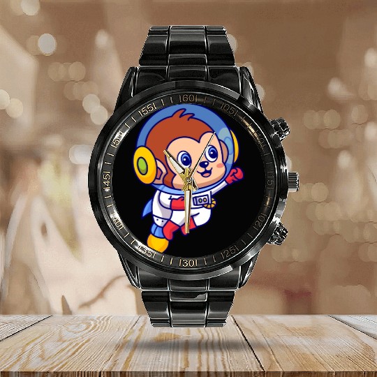 Flying Monkey Astronaut Calendar Steel Band Watch