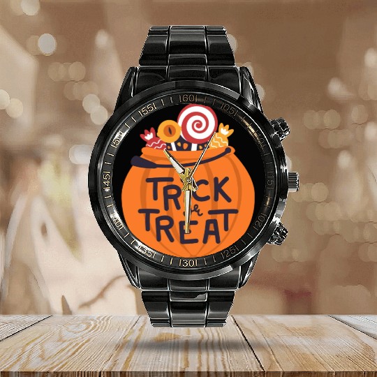 Pumpkin trick or treat Calendar Steel Band Watch