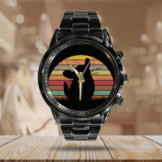 Chinchilla Retro Cotton Mouse Vintage Calendar Steel Band Watch