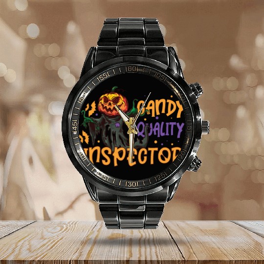 Scary Pumpkin Halloween Costume Autumn Fall Gift Calendar Steel Band Watch