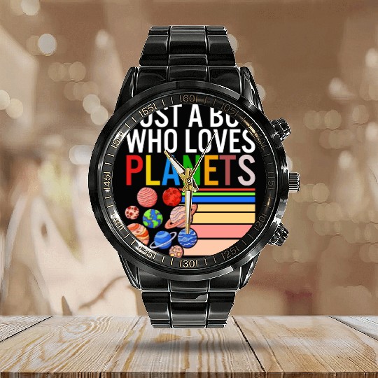 Solar System Calendar Steel Band Watch, Just A Boy Who Loves Planets