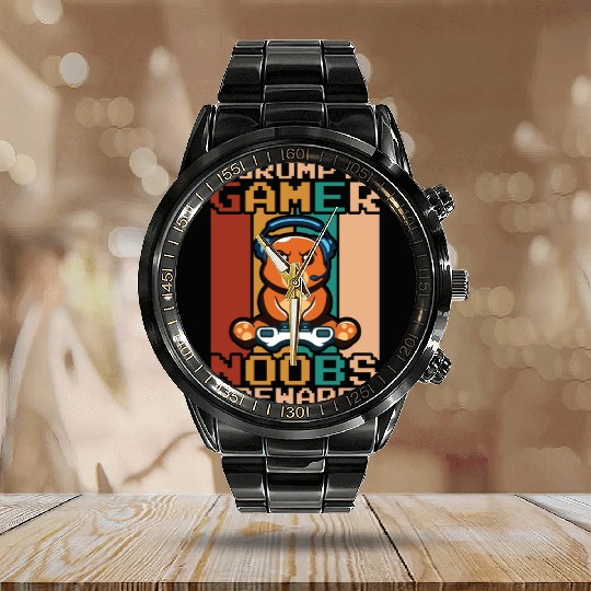 Gaming, Gaming, Video Game, Grumpy Cat Gamer Calendar Steel Band Watch