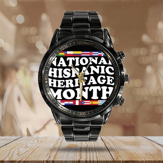 Hispanic Heritage Month National Latino Countries Calendar Steel Band Watch