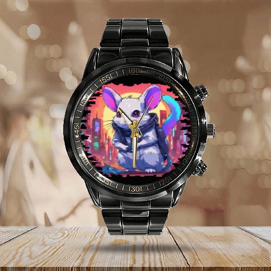 Zephyr // Cyberpunk Chinchilla Calendar Steel Band Watch