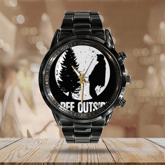 Campings For I Pee Outside Inappropriate Calendar Steel Band Watch