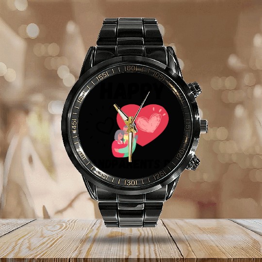 Happy Grandparents Day Calendar Steel Band Watch