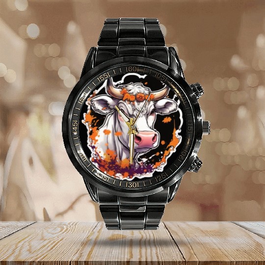 Kug Cow Halloween Cow Skull Cow Head Cows Calendar Steel Band Watch