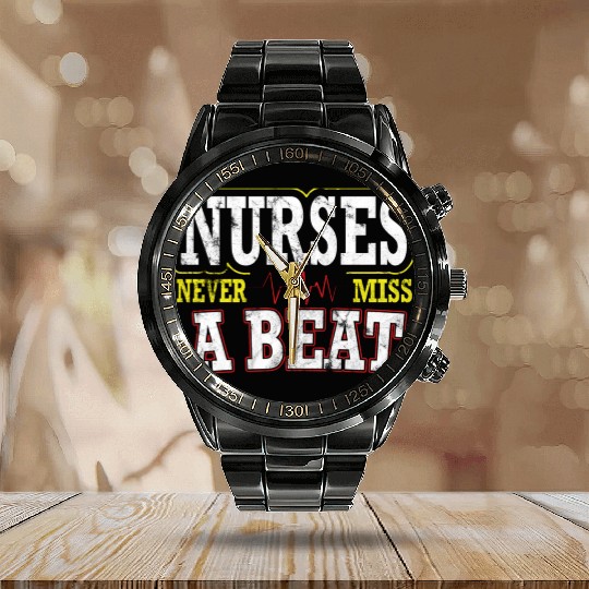 Nurses Never Miss A Beat Nurse Medical Field Team Calendar Steel Band Watch