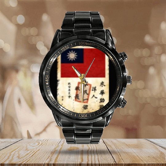 Blood Chit WWII Military History Blood Chit Calendar Steel Band Watch