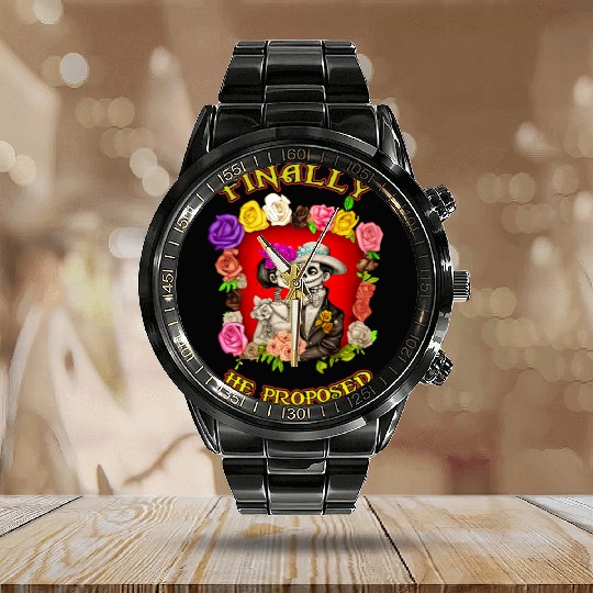 day of the dead - valentines day Calendar Steel Band Watch