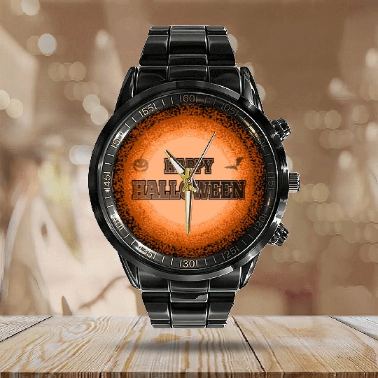 Serene pumpkin Calendar Steel Band Watch