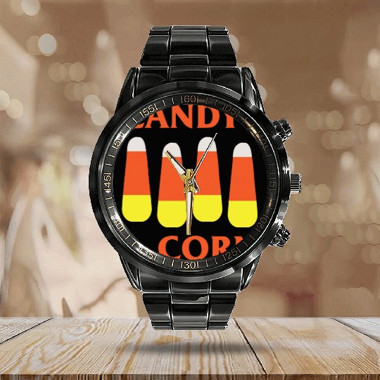 Candy Corn Punk Calendar Steel Band Watch