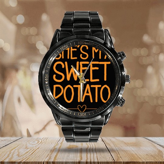 She s My Sweet Potato Yes I Yam Thanksgiving Gift Calendar Steel Band Watch