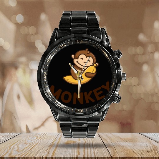 Monkey banana Calendar Steel Band Watch