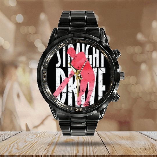 Straight Drive Cricket Calendar Steel Band Watch