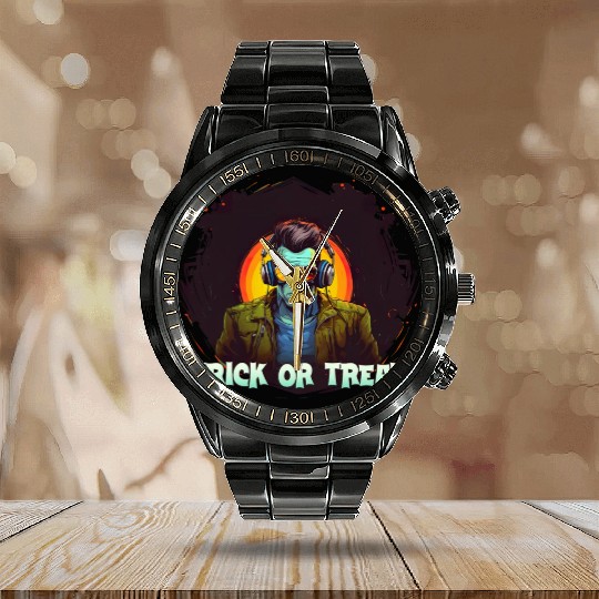 Halloween trick or treat Calendar Steel Band Watch