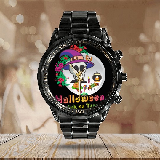 Halloween Trick or Treat Calendar Steel Band Watch