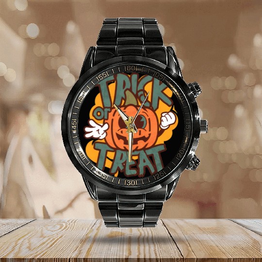 Candy Pumpkin Calendar Steel Band Watch