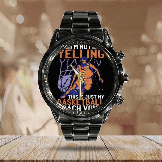 This Is Just My Basketball Coach Voice 2 Calendar Steel Band Watch