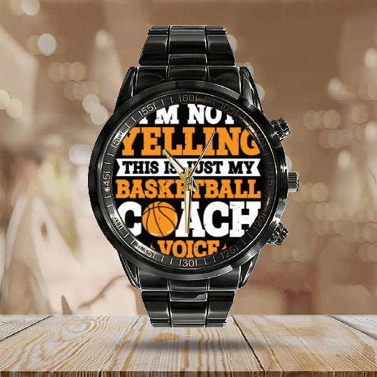 This Is Just My Basketball Coach Voice 3 Calendar Steel Band Watch