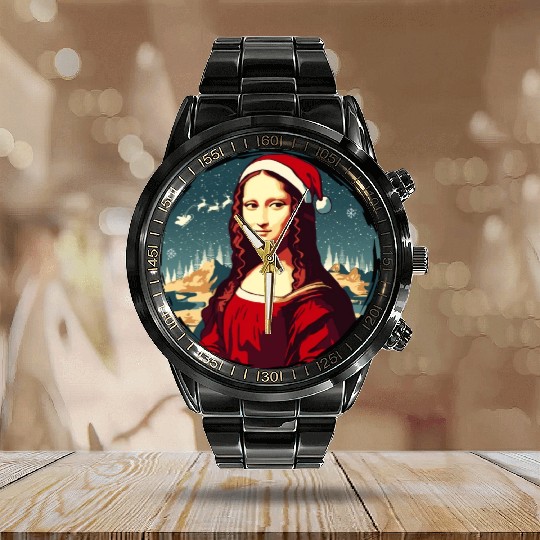 Mona Lisa Funny Christmas Art Calendar Steel Band Watch