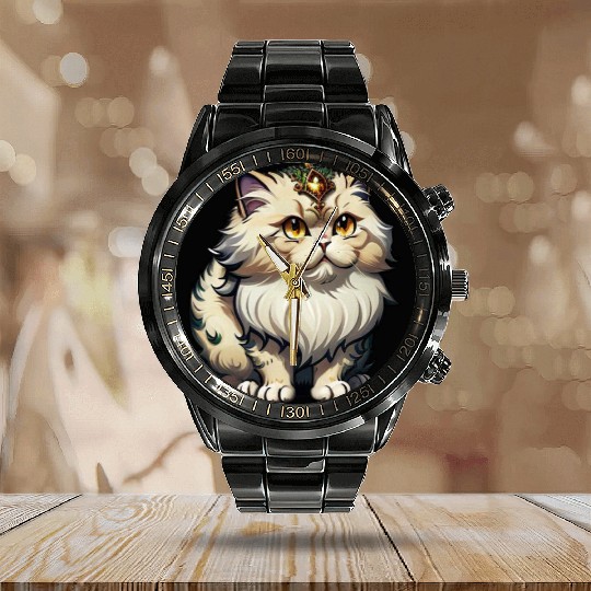 The Prince of Persian cat Calendar Steel Band Watch
