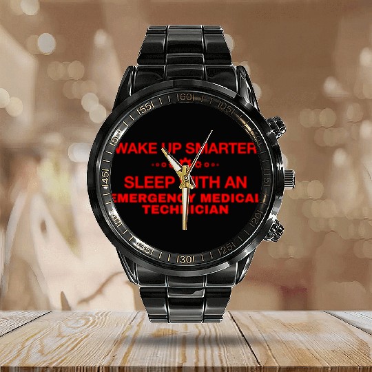 WAKE UP SMARTER SLEEP WITH AN EMERGENCY MEDICAL TE Calendar Steel Band Watch