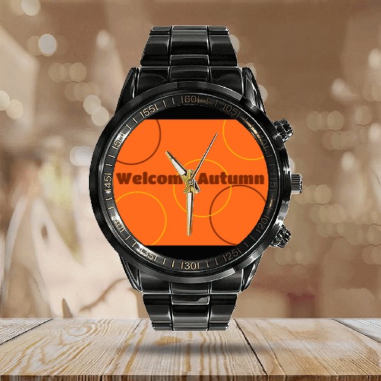 Autumn Seasonal Colors and Shapes Calendar Steel Band Watch