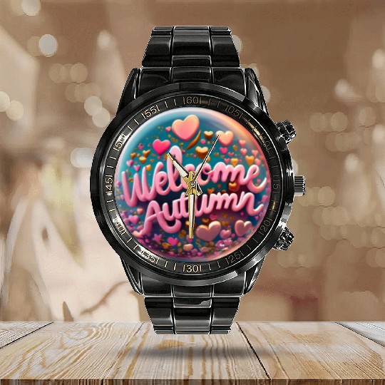 Green and Yellow Truck Illustration Autumn Calendar Steel Band Watch