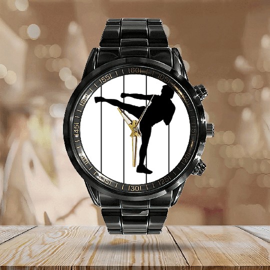 Fighter MMA Karate Taekwondo Jiu Jitsu training Calendar Steel Band Watch