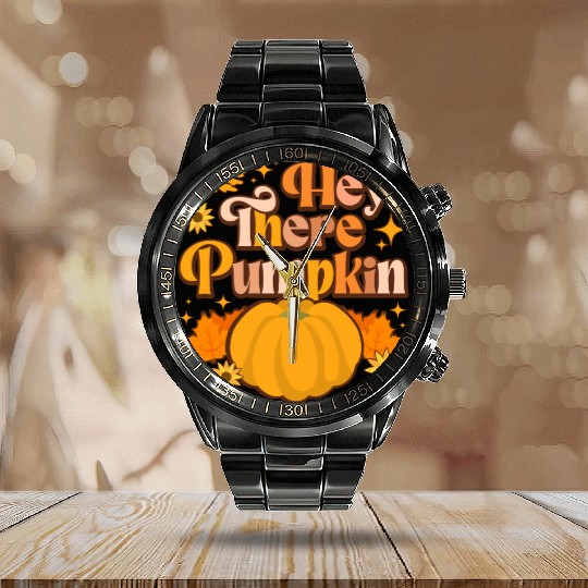 Hey There Pumpkin Halloween Calendar Steel Band Watch