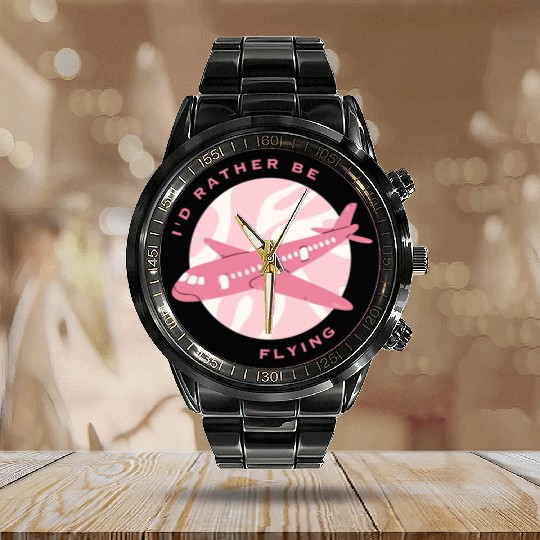 I'd rather be flying Calendar Steel Band Watch