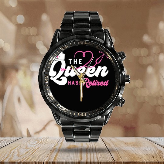 The Queen Retired nurse Calendar Steel Band Watch